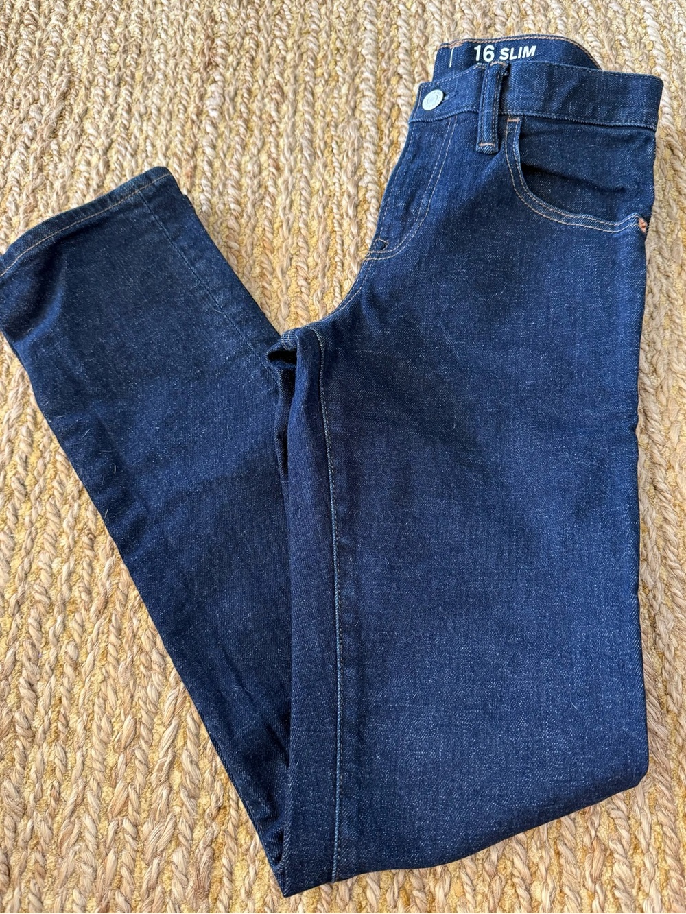 Gap Kids Boys Dark Blue Denim Adjustable Waist Jeans Size 16 Slim